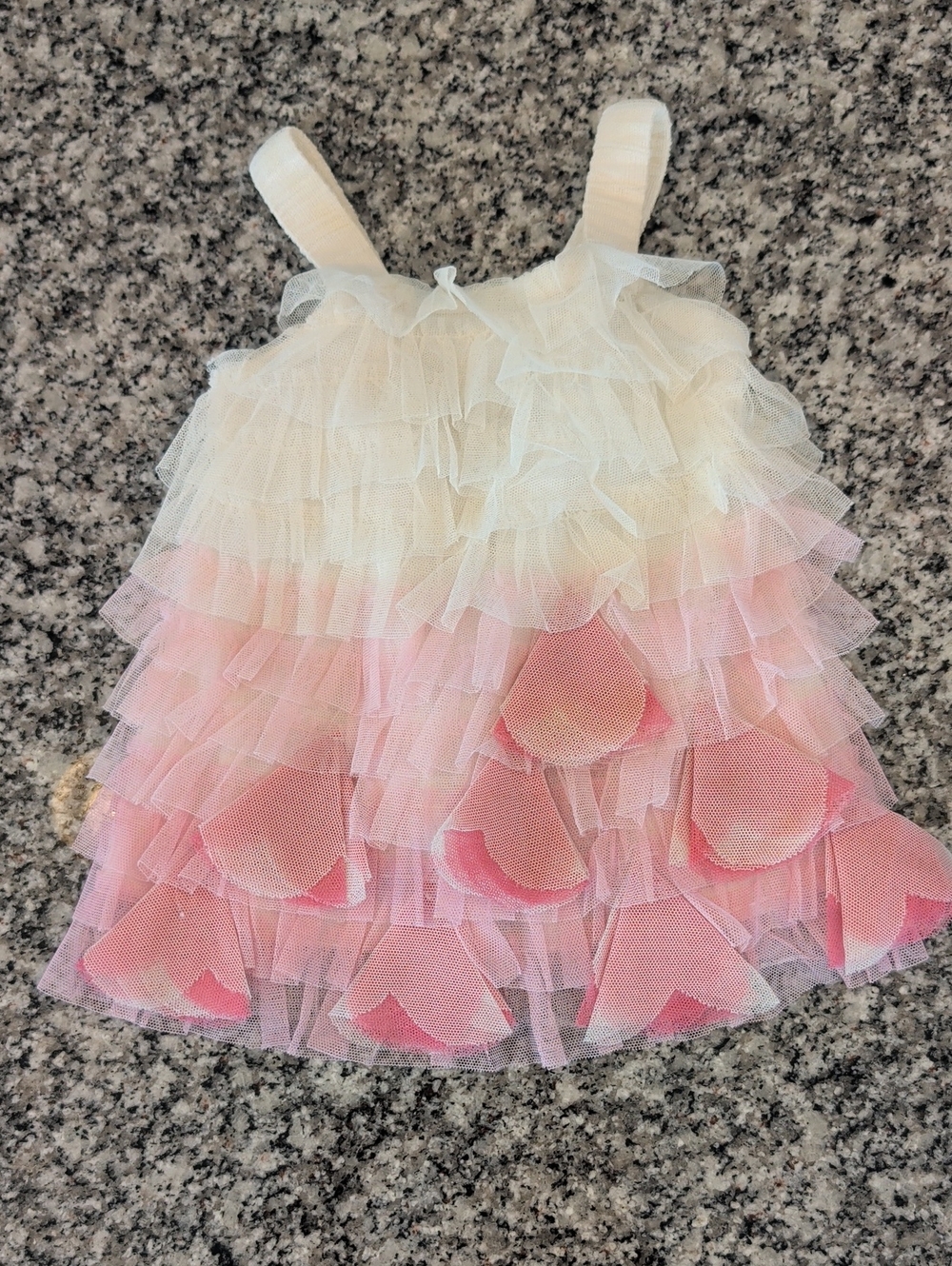 Isobella & Chloe Cream and Pink Layered Tulle Ruffle Dress